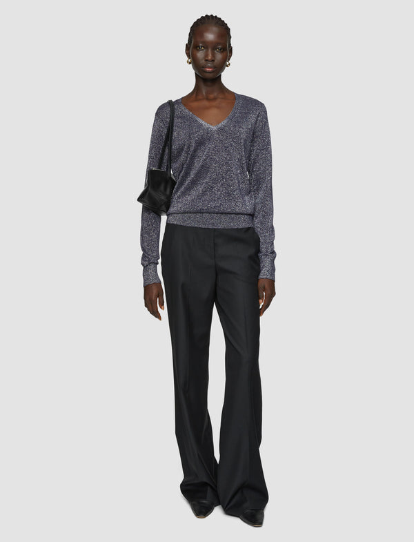 Joseph Lurex Knit V Neck Jumper Aurora
