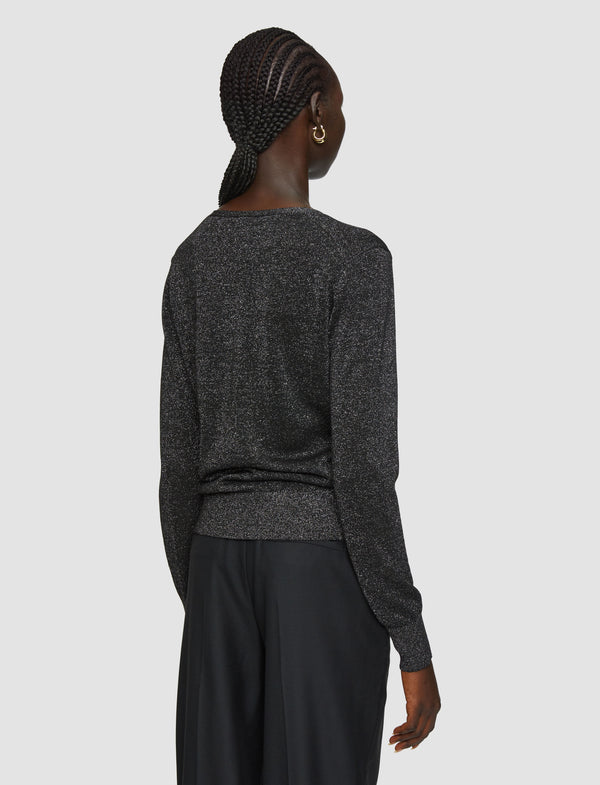 Joseph Lurex Knit V Neck Jumper Black