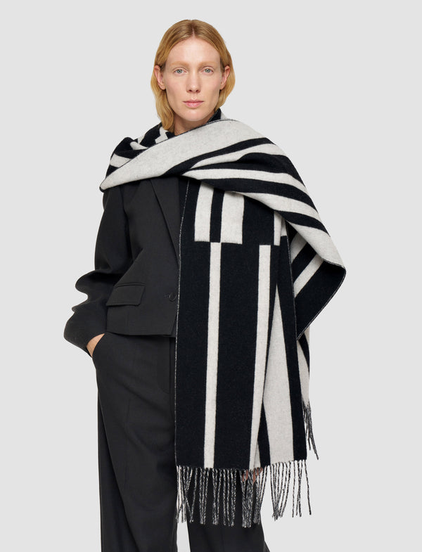 Joseph Magali Wool Scarf Ivory/Black