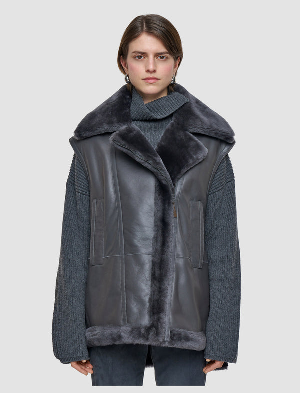 Joseph Marc Soft Shearling Gilet Smoke