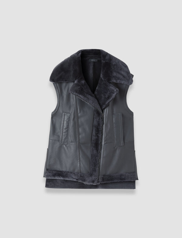 joseph Marc Soft Shearling Gilet Smoke