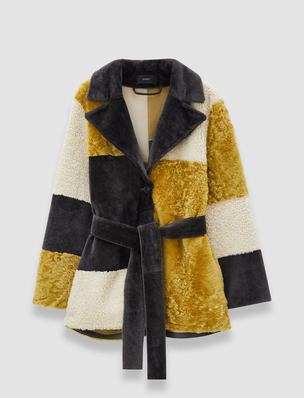 joseph Martel Overlay Shearling Coat