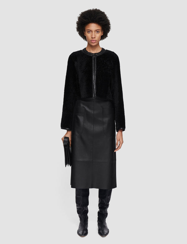 Joseph Maurice Embossed Shearling Jacket Black