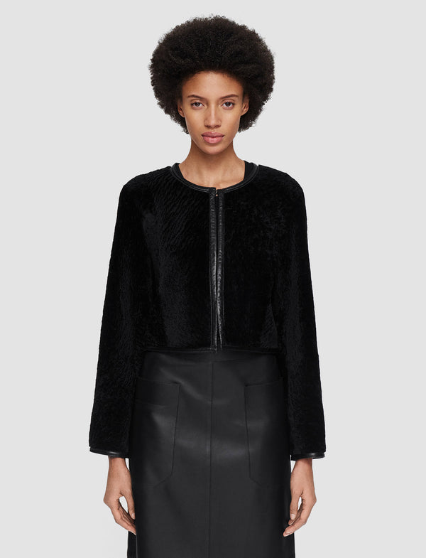 Joseph Maurice Embossed Shearling Jacket Black