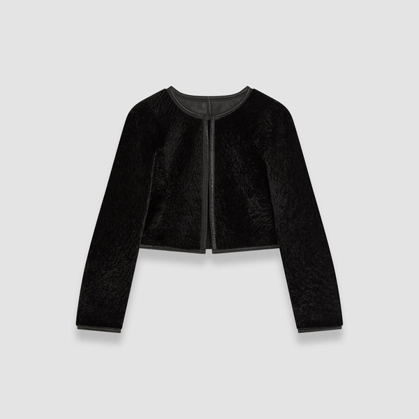 joseph Maurice Embossed Shearling Jacket Black