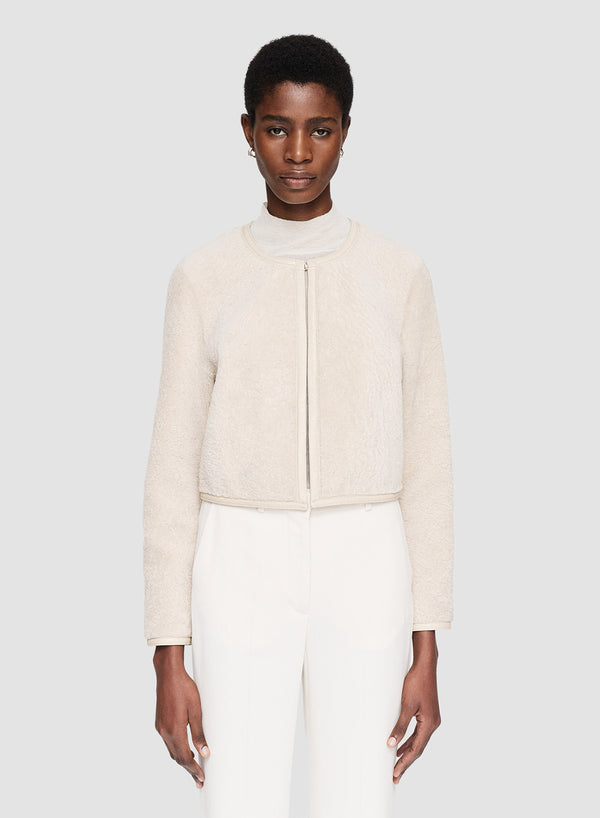 Joseph Maurice Embossed Shearling Jacket Ivory