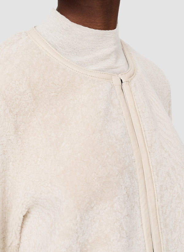 Joseph Maurice Embossed Shearling Jacket Ivory