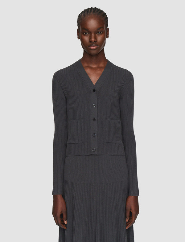 Joseph Merino Rib Cardigan Slate