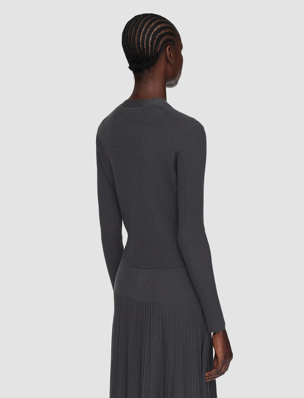 Joseph Merino Rib Cardigan Slate