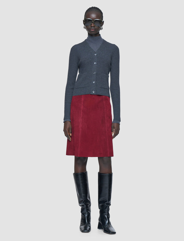 Joseph Merino Rib Knit Cardigan Smoke