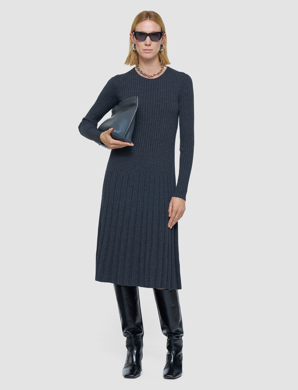 Joseph Merino Rib Knit Dress Smoke