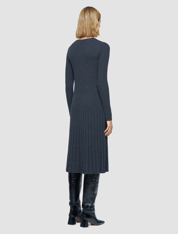 Joseph Merino Rib Knit Dress Smoke