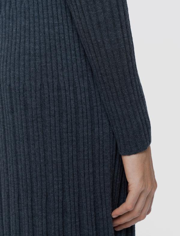Joseph Merino Rib Knit Dress Smoke