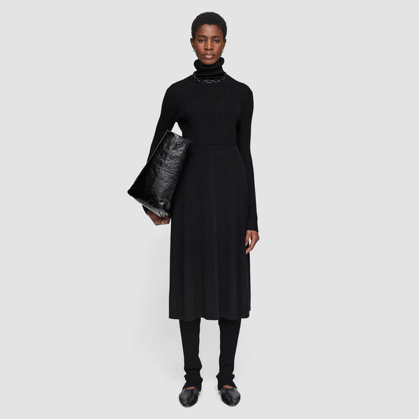 Joseph Merino Silk Rib Skirt Black