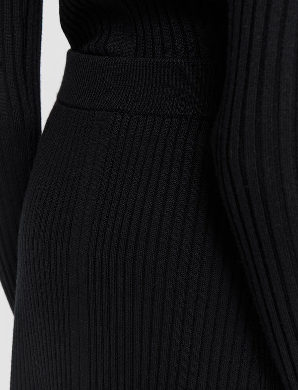 Joseph Merino Silk Rib Skirt Black