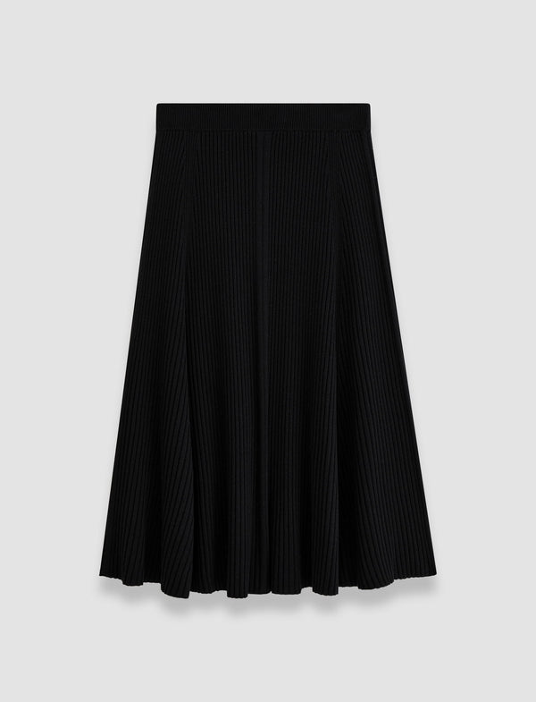 joseph Merino Silk Rib Skirt Black