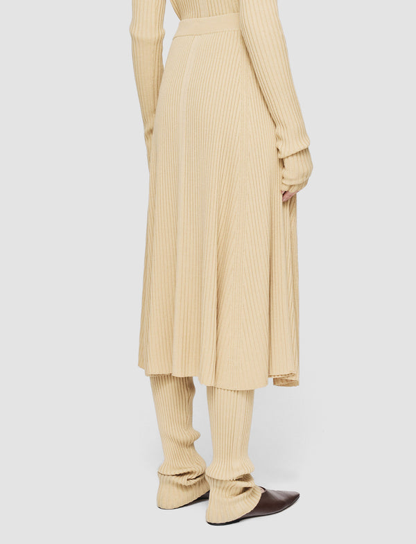 Joseph Merino Silk Rib Skirt Champagne