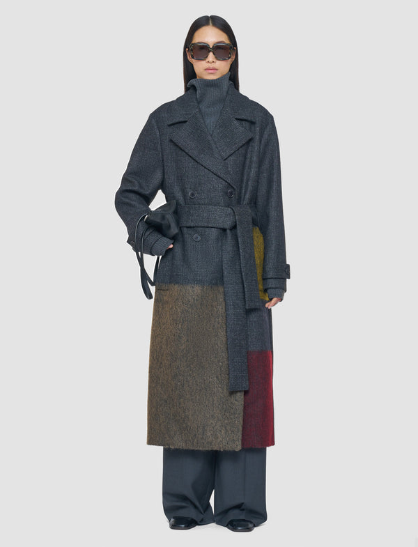 Joseph Merton Overlay Wool Coat Smoke Combo
