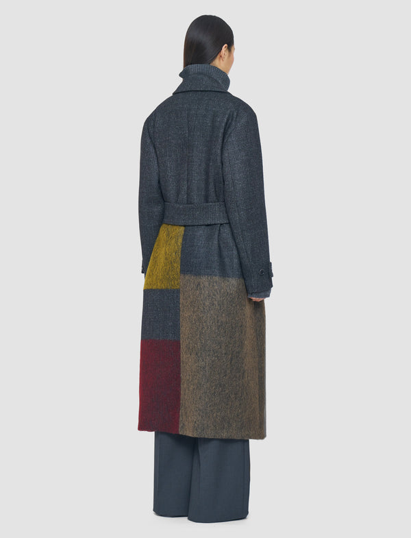 Joseph Merton Overlay Wool Coat Smoke Combo