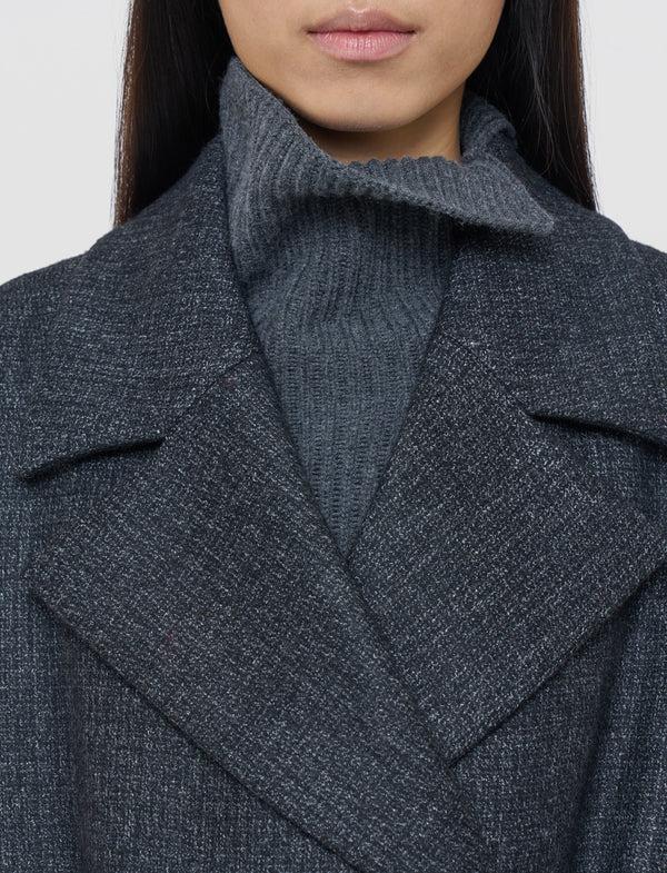 Joseph Merton Overlay Wool Coat Smoke Combo