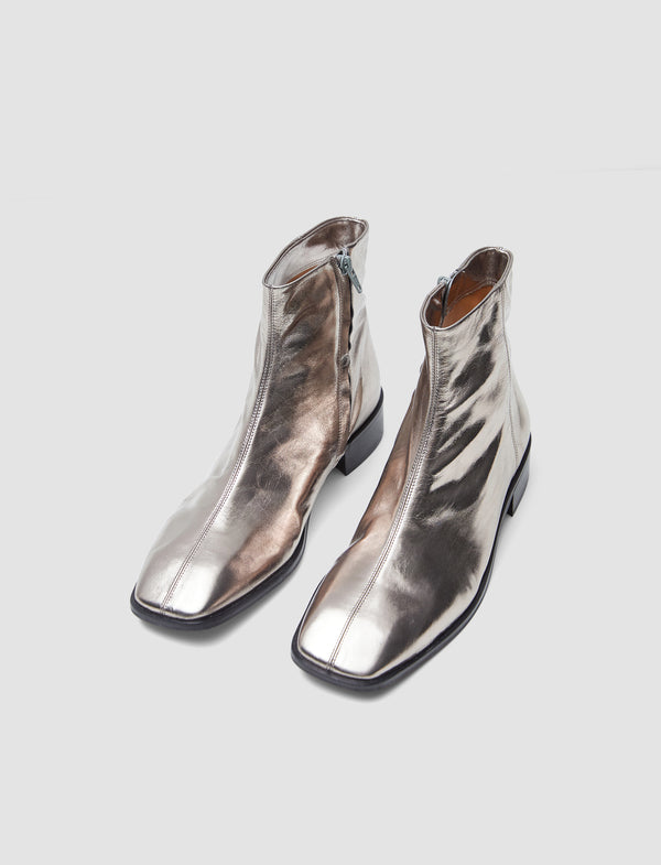 Joseph Metallic Leather Ankle Boots