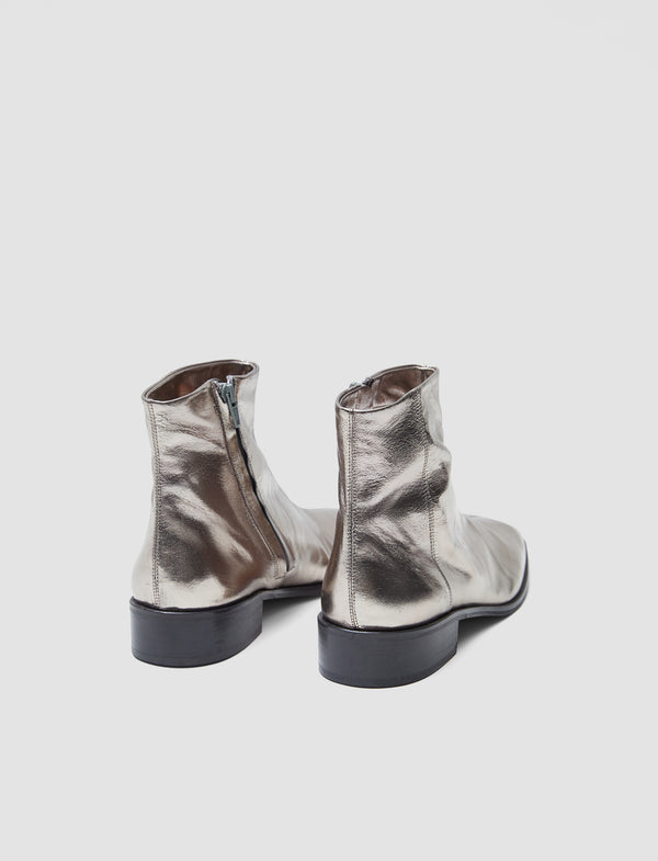Joseph Metallic Leather Ankle Boots