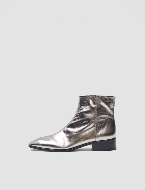 joseph Metallic Leather Ankle Boots