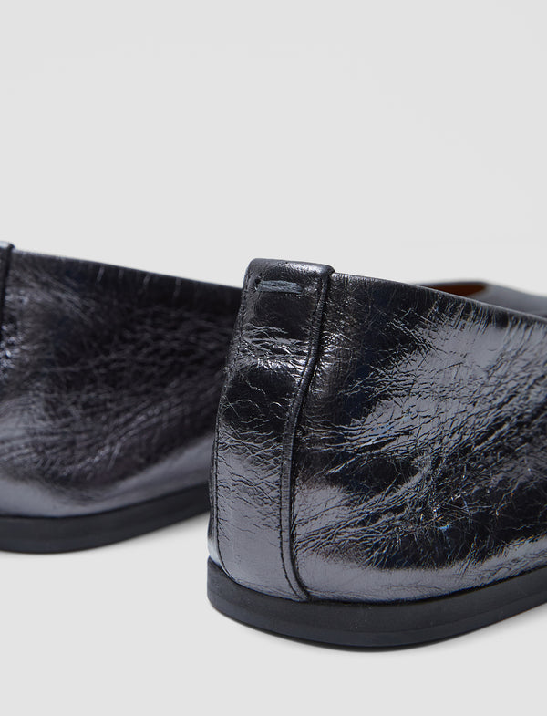 Joseph Metallic Leather Ballerinas Anthracite