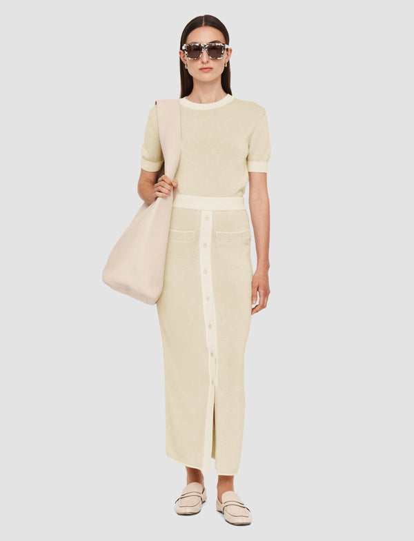 Joseph Micro Stripe Knit Skirt Ivory/Quail