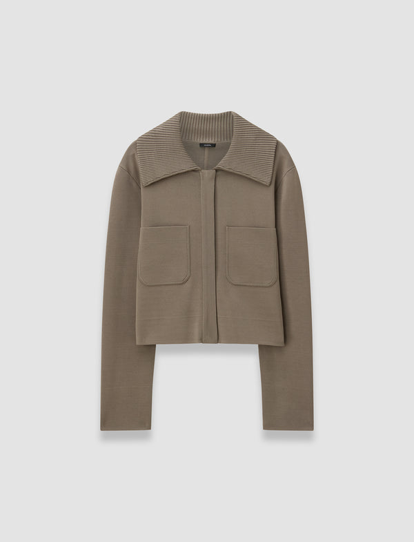 joseph Milano Knit Stretch Short Jacket Mushroom