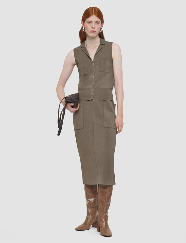 Joseph Milano Knit Stretch Vest Mushroom