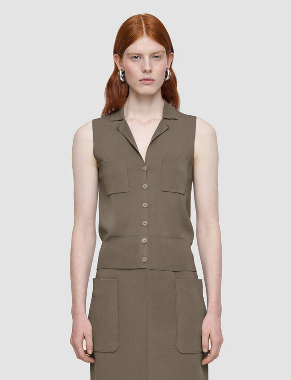 Joseph Milano Knit Stretch Vest Mushroom