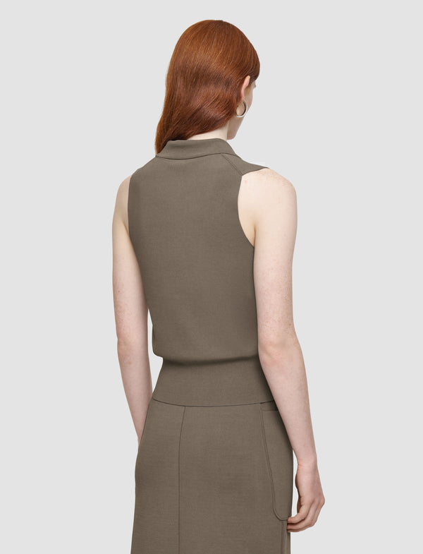 Joseph Milano Knit Stretch Vest Mushroom