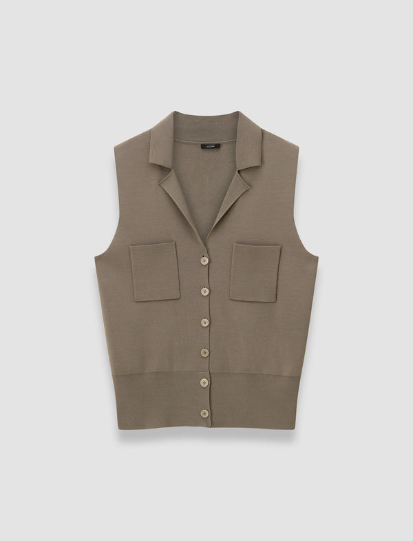 joseph Milano Knit Stretch Vest Mushroom