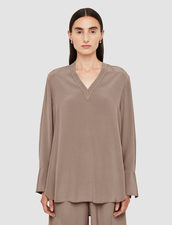 Joseph Miller Crepe De Soie Silk Blouse Escargot