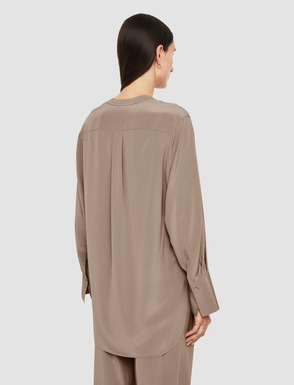 Joseph Miller Crepe De Soie Silk Blouse Escargot