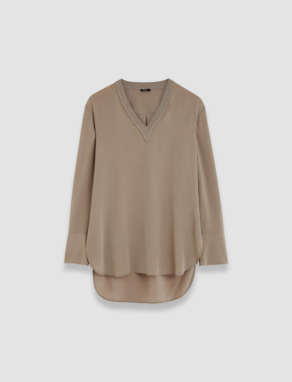 joseph Miller Crepe de Soie Silk Blouse Escargot