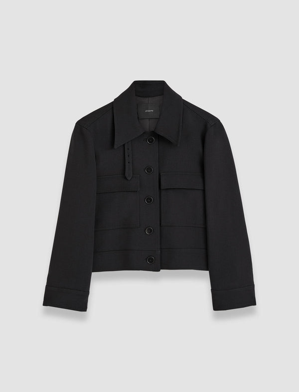 joseph Mistral Fluid Twill Wool Jacket Black