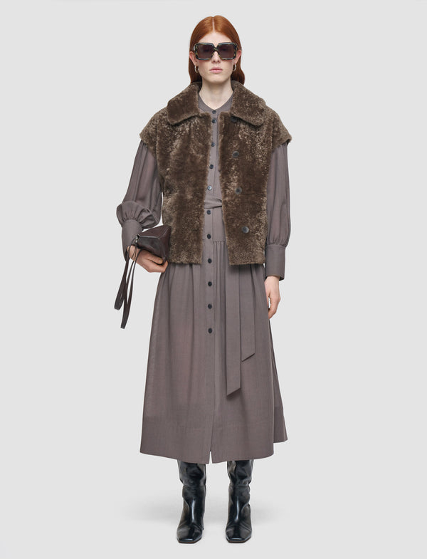 Joseph Molin Reversible Shearling Gilet Mushroom