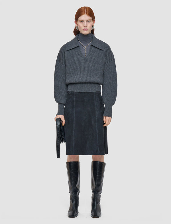 Joseph Nicole Suede Stretch Skirt Smoke