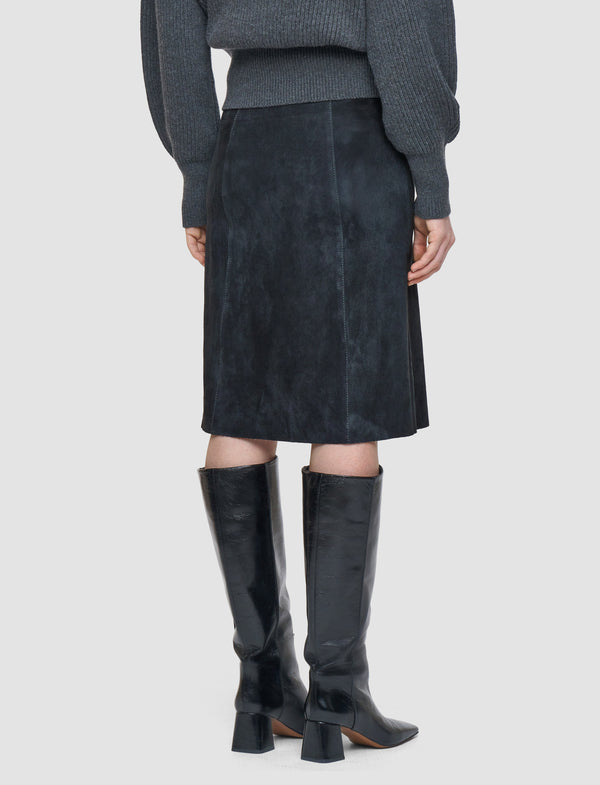 Joseph Nicole Suede Stretch Skirt Smoke
