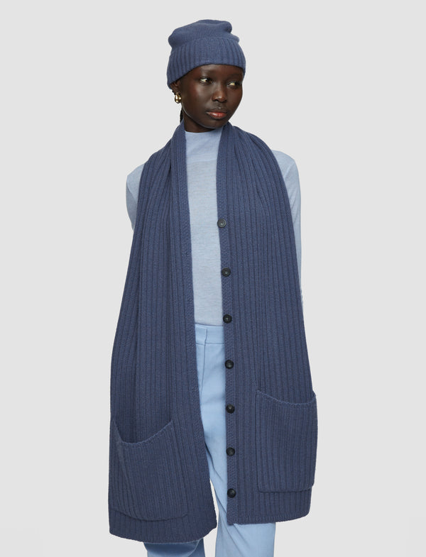 Joseph Open Cashmere Button Scarf Harbour