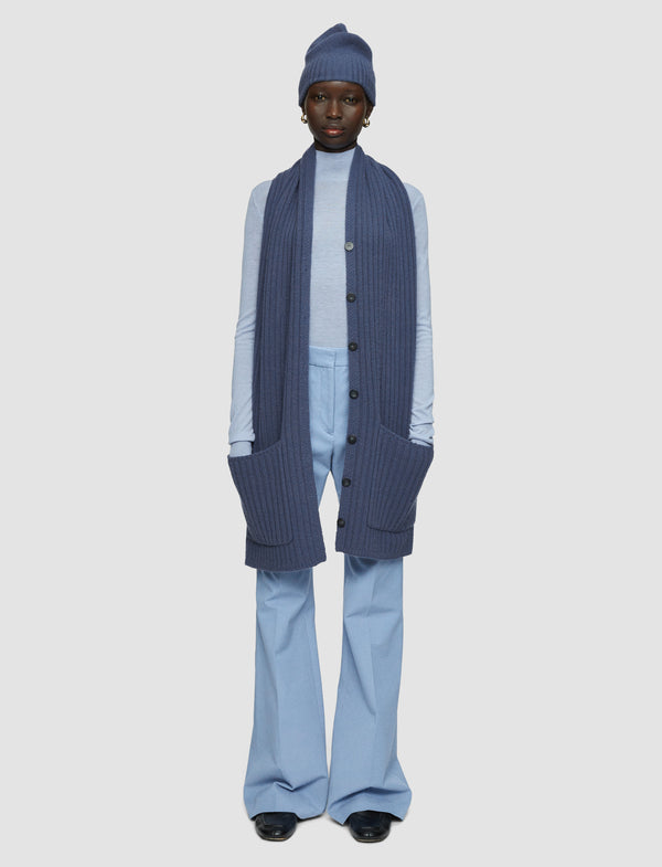 Joseph Open Cashmere Button Scarf Harbour