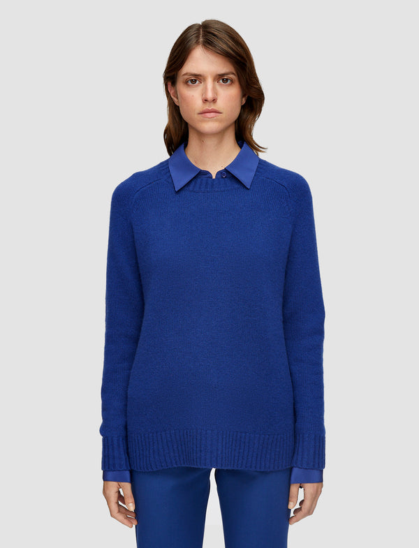 Joseph Open Cashmere Round Neck Jumper Cobalt
