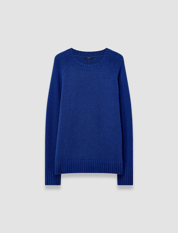 joseph Open Cashmere Round Neck Jumper Cobalt
