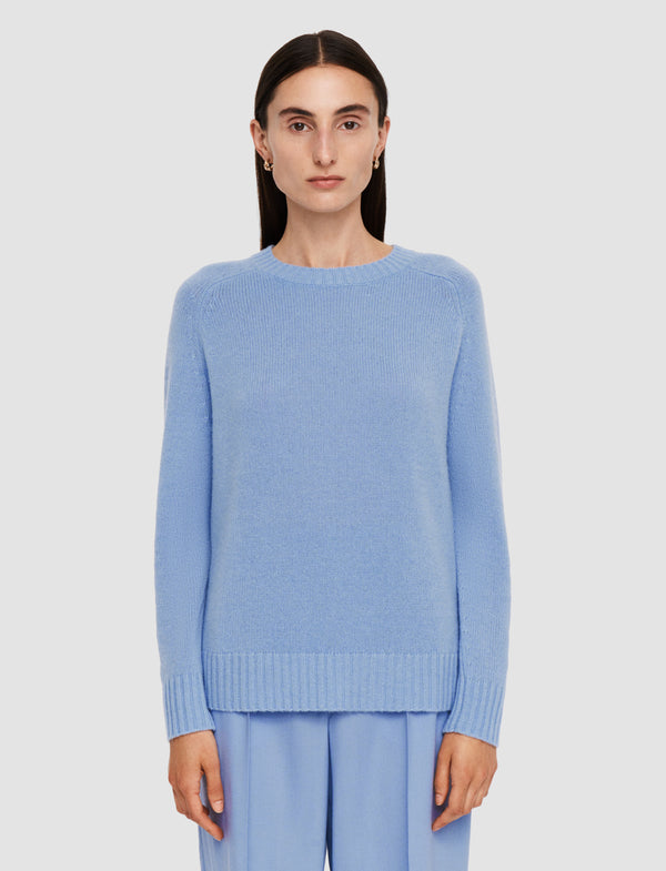 Joseph Open Cashmere Round Neck Jumper Faded Sky