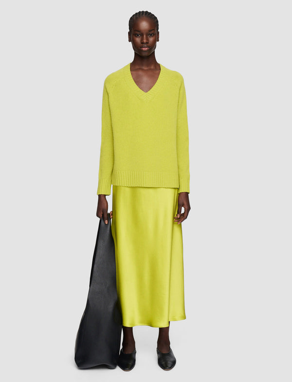 Joseph Open Cashmere V Neck Jumper Ginkgo