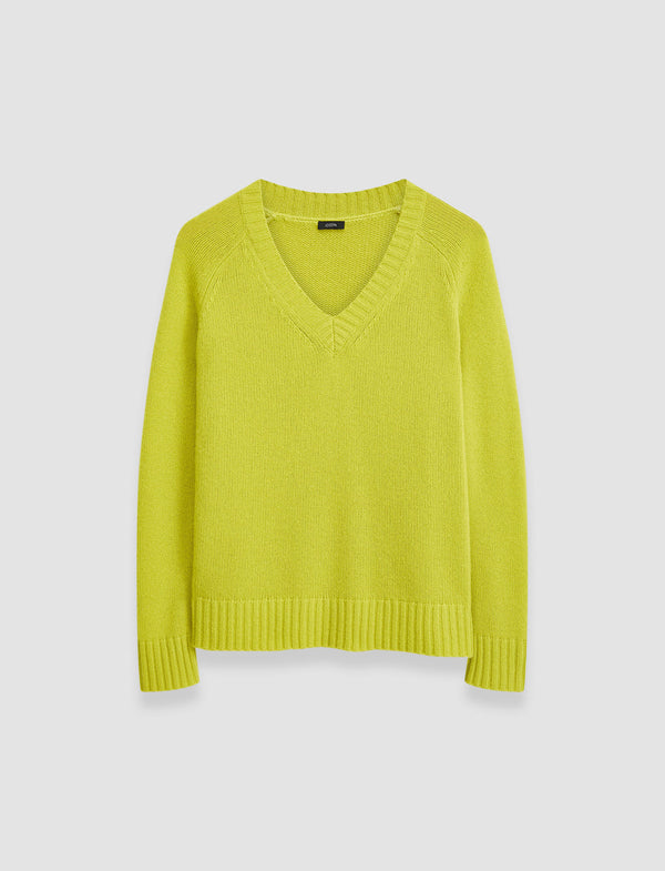 joseph Open Cashmere V Neck Jumper Ginkgo