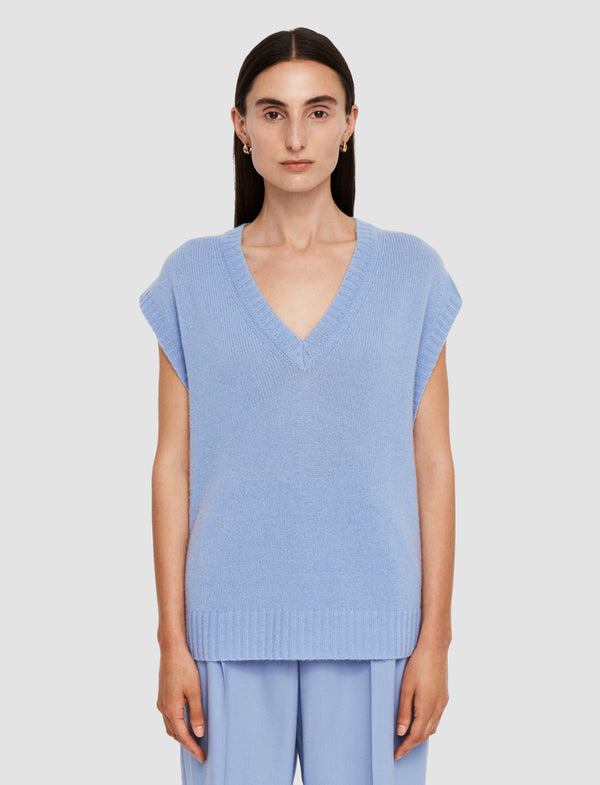 Joseph Open Cashmere Vest Faded Sky