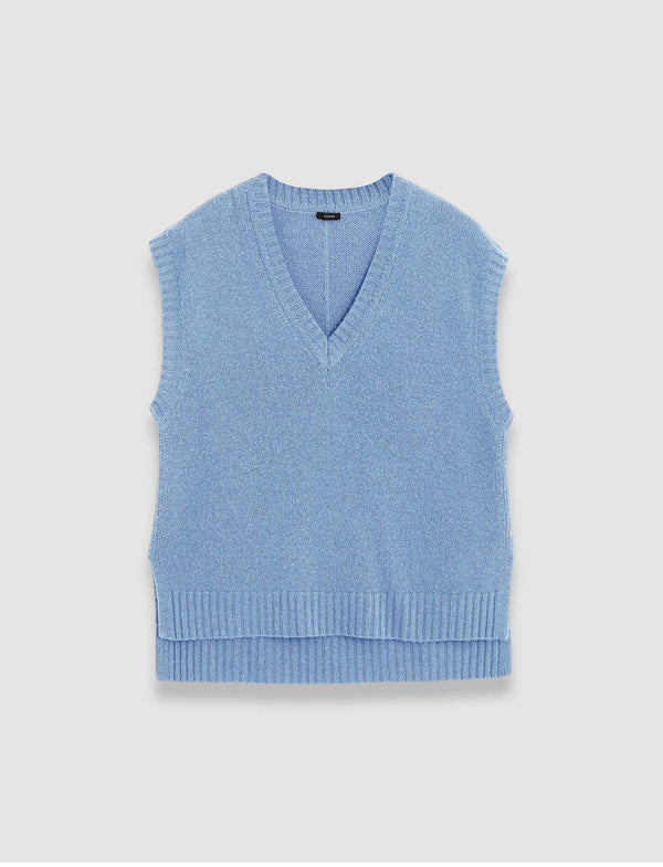 joseph Open Cashmere Vest Faded Sky